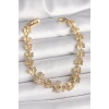 BFS Pirinç Gold Renk Zirkon Taşlı Kelebek Model Zincir Kadın Bileklik
