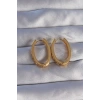 BFS Pirinç Gold Renk Zirkon Taşlı Oval Model Küpe