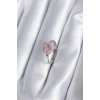 BFS Pirinç Gümüş Renk Pembe Zirkon Taşlı Charm Model Kadın Yüzük
