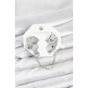 BFS Pirinç Gümüş Renk Yılan Model Zincir Bağlantılı Ear Cuff Küpe Seti