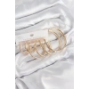 BFS Pirinç Halka Model Gold Renk Kadın Set Küpe