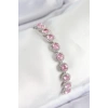 BFS Pirinç Pembe Zirkon Taşlı Daire Baget Model Gümüş Renk VIP Seri Kadın Bileklik