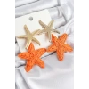 BFS Pirinç Sallantılı Turuncu Deniz Yıldızı Model Gold Renk Hasır Küpe