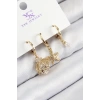 BFS Pirinç Zirkon Taşlı 3lü İstiridye Ve Yıldız Model Gold Renk Kadın Küpe
