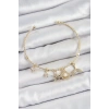 BFS Pirinç Zirkon Taşlı İstiridye Ve Deniz Yıldızı Model Gold Renk Charm Bileklik