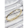 BFS Pirinç Zirkon Taşlı Kemik Model Gold Renk Vip Kadın Bileklik