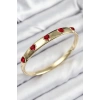 BFS Pirinç Zirkon Taşlı Kırmızı Kalp Model Gold Renk Kadın Kelepçe
