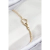 BFS Pirinç Zirkon Taşlı Sonsuzluk Kalp Model Gold Renk Kadın Bileklik