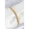 BFS Pirinç Zirkon Taşlı Yarım Topcuk Model Gold Renk VIP Seri Kadın Bileklik