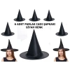 Halloween Siyah Renk Parlak Dralon Cadı Şapkası Yetişkin Ve Çocuk Uyumlu 6 Adet