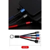 Işıklı Anahtarlık Model 3 in 1 USB Çıkışlı MİKRO,TYPE-C ve İphone Uyumlu Şarj Kablosu