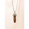 Kahverengi Akik Doğal Taşı Zincirli El Yapımı Tasarımlı Kolye Uç: 3,5 cm Zincir: 20 cm Kutulu
