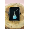 Lapis Doğal Taşı Zincirli El Yapımı Kolye Uç: 3 cm Zincir: 20 cm Kutulu
