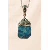 Lapis Doğal Taşı Zincirli El Yapımı Kolye Uç: 3 cm Zincir: 20 cm Kutulu
