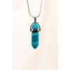 Mavi Akik Doğal Taşı Zincirli El Yapımı Tasarımlı Kolye Uç: 3,5 cm Zincir: 20 cm Kutulu