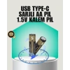 Mey İthalat® 1.5V AA Şarjlı Lityum Pil | 1000+ Kez Şarj Edilebilir | Hızlı Type-C Şarj (2 Adet)