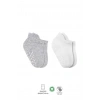 Mey İthalat®   2Li Sneakers Kaymaz Basic Penye Çorap 20103 Gri Beyaz