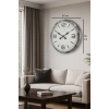 Mey İthalat® 60 cm Krom Metal Dizayn Duvar Saati