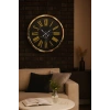 Mey İthalat® Black Marble Gold 52 Cm Metal Duvar Saati