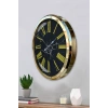 Mey İthalat® Black Marble Gold 52 Cm Metal Duvar Saati