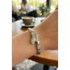Mey İthalat® Gümüş Renk Pirinç Zirkon Taşlı Yılan Model Kadın Bileklik