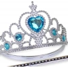 Mey İthalat® Karlar Ülkesi Mavi Kalpli Taşlı Elsa Tacı