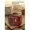 Mey İthalat®  Nostaljik Retro Bluetooth  - FM Radyo, USB ve Bluetooth Kablosuz Hoparlör