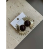 Mineli Güneş Küpe - Kahverengi