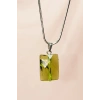 Moldavit Doğal Taşı Zincirli El Yapımı Kolye Uç: 2 cm Zincir: 20 cm Kutulu