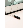 Obsidyen Doğal Taşı Zincirli El Yapımı Tasarımlı Kolye Uç: 3,5 cm Zincir: 20 cm Kutulu
