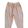Parlak Kadife Cepli Pantolon Eşofman Pijama Altı Unisex Lastikli Paça Bej