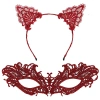 Şık Kırmızı Dantel Maske Ve Taç Seti 5 No – Maskeli Balo  Özel Etkinlikler