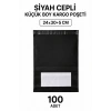 Siyah Cepli Küçük Boy Kargo Poşeti 24x30+5 Cm 100 Adet