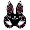 Siyah Renk Kırmızı Beyaz Simli Siyah Süet Kaplama Tavşan Maskesi 18x16 Cm