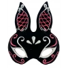Siyah Renk Kırmızı Beyaz Simli Siyah Süet Kaplama Tavşan Maskesi 18x16 Cm
