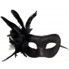 Siyah Renk Metalize Sim Görünümlü Parlak Tüylü Parti Maskesi 22x19 Cm