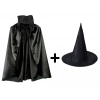Siyah Yakalı Pelerin Ve Siyah Cadı Şapkası Seti Çocuk Boy
