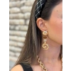 Taşlı Küpe - Kahverengi