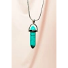 Turkuaz Doğal Taşı Zincirli El Yapımı Tasarımlı Kolye Uç: 3,5 cm Zincir: 20 cm Kutulu