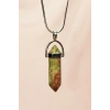 Unakit Doğal Taşı Zincirli El Yapımı Kolye Uç: 3 cm Zincir: 20 cm Kutulu