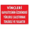 Vinçleri Kapasitesinin Üzerindeki Yüklerle Çalıştırarak Tehlikeli Ve Ya Uyarı Levhası 25x35 KOD:1334