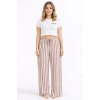 Viskon Pamuklu Kadın Gül Kurusu Çizgili Pijama Pantolon - MG003 - Mudanis
