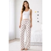 Viskon Pamuklu Kadın Pudra Desenli Pijama Pantolon - MG009 - Mudanis