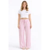 Viskon Pamuklu Kadın Pudra Pembe Çizgili Pijama Pantolon - MG004 - Mudanis