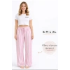 Viskon Pamuklu Kadın Pudra Pembe Çizgili Pijama Pantolon - MG004 - Mudanis