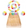 Yetişkin Çocuk Hawaii Parti Seti - 40 Cm Naturel Etek + Çiçek Aksesuarlar (5 Parça)