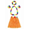 Yetişkin Ve Çocuk Uyumlu Luau Aloha Hawaii Turuncu Etek Ve Renkli Kolye Taç 2 Adet Bileklik Seti