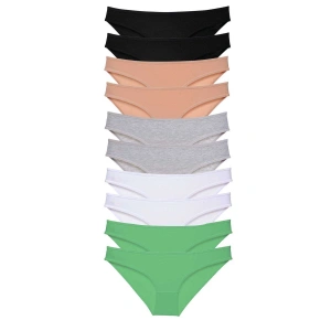 10 adet Süper Eko Set Likralı Kadın Slip Külot Siyah Ten Gri Beyaz Yeşil