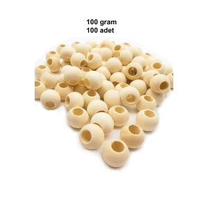 100 Gr (100 Adet) Ahşap Boncuk 15 mm çap x 10 mm Delik Doğal Yuvarlak Ahşap Makrome El İşi Çanta