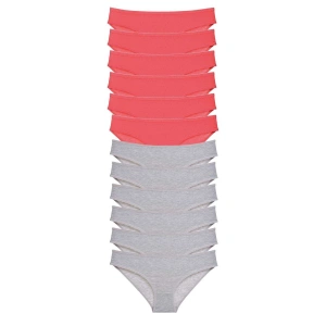 12 adet Süper Eko Set Likralı Kadın Slip Külot Fuşya Gri